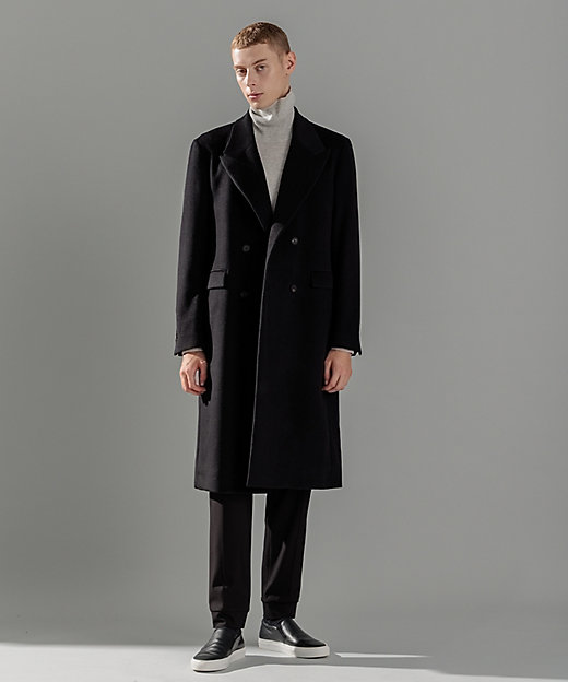 WEB限定】グロッシーウール ダブルブレストチェスターコート