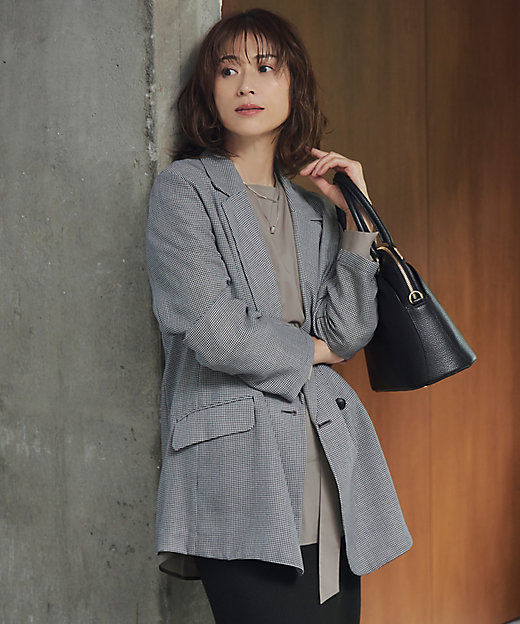 洗える】ビエラチェックテーラード ジャケット（JKWMCW0322