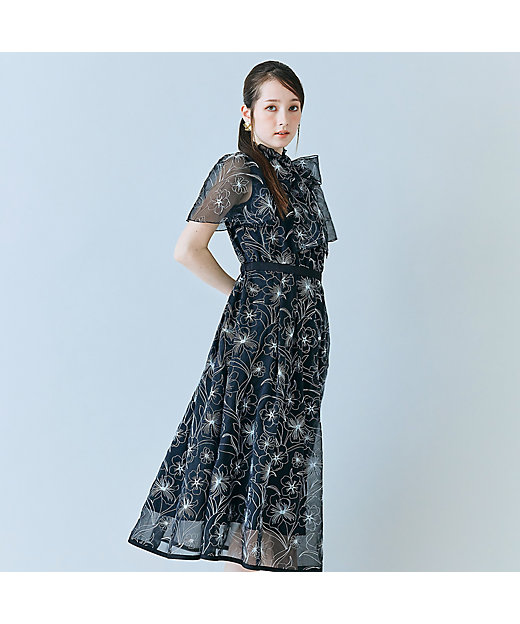 シアー刺繍バイカラーワンピース（83012603） | Rose Tiara