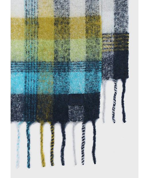 Cropped Logo” メリノウール チェックマフラー