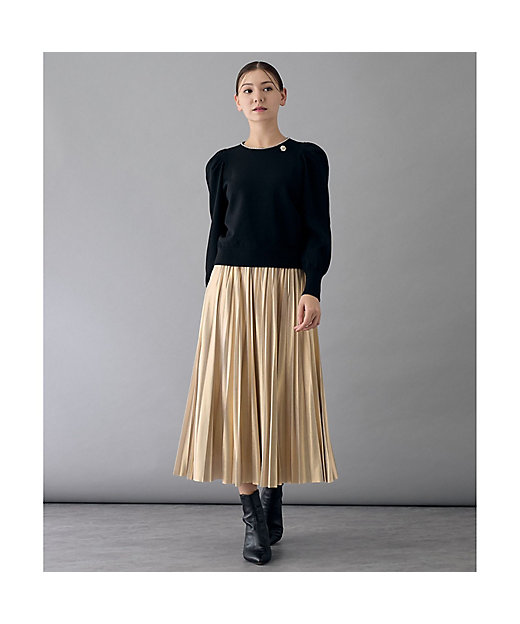 1061】アナイ スエードライクプリーツ スカート アイボリー 38 ANAYI