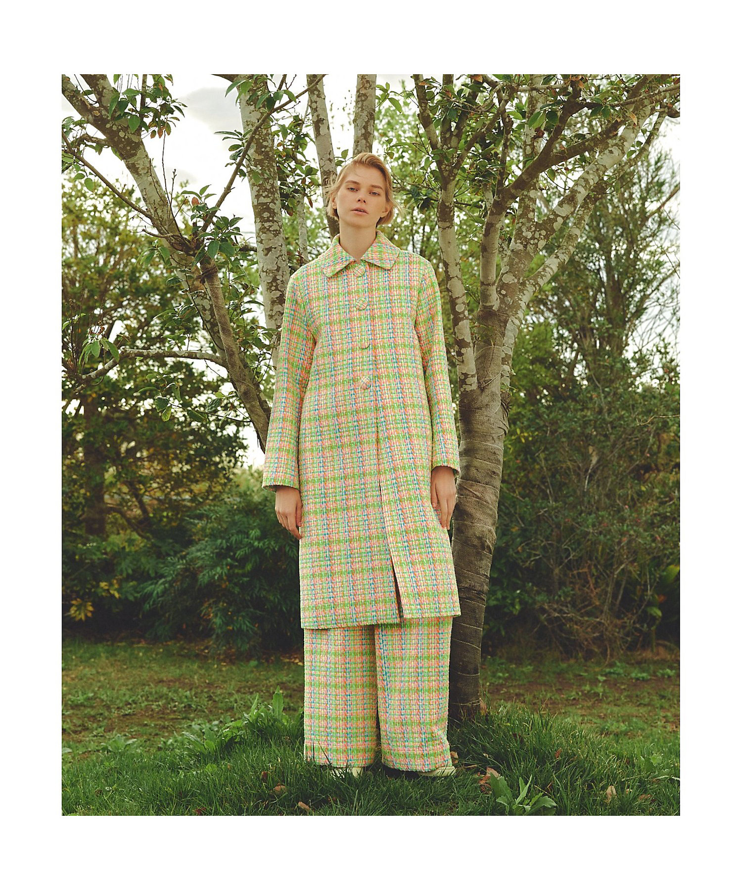 LOULOU WILLOUGHBY】NEONツイードロングコート