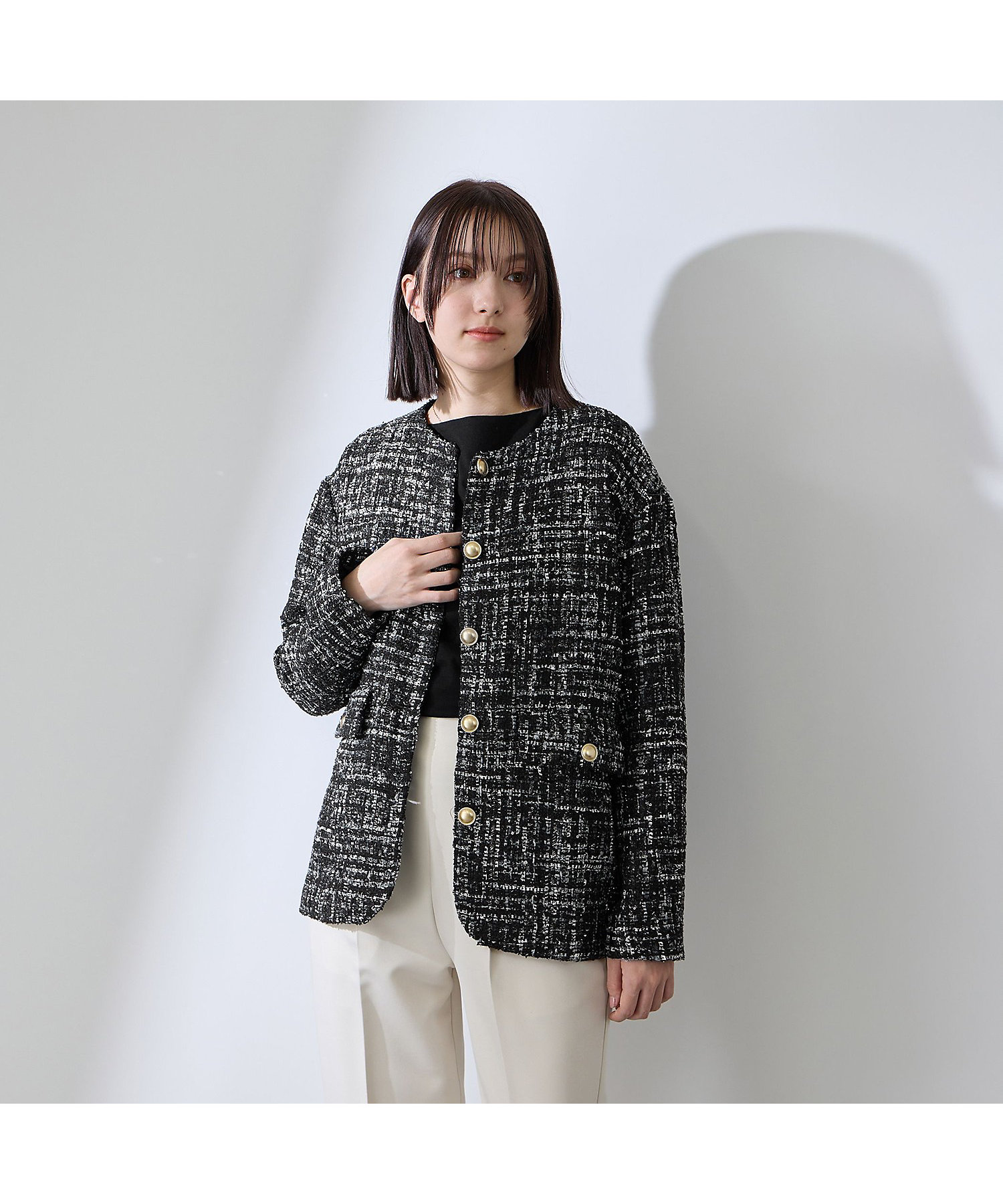 チュールレイヤーセットツィードジャケット | QUEENS COURT（Women
