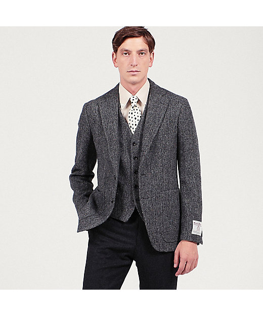 dalcuore☆カシミヤウール☆シングルジャケット☆ツイードブラウン☆48