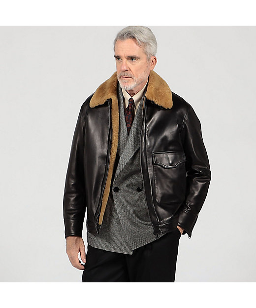 別注】EMMETI JAMES ラムレザー ムートン ブルゾン