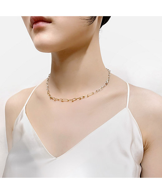 ブレイドネックレス／シルバー・K10ピンクゴールド NSV－698