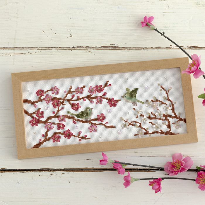 クロスステッチフレーム＜桜と富士山＞ | リバティ 生地、編み物、刺繍