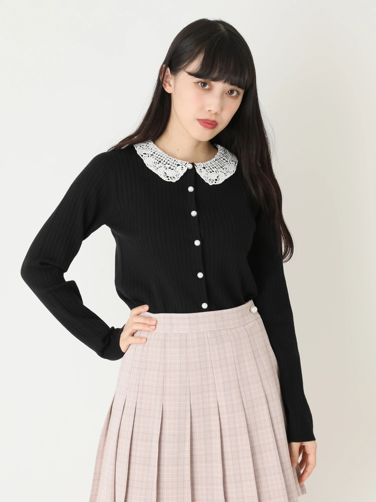 レース衿リブニット - Ank Rouge(アンクルージュ)のニット