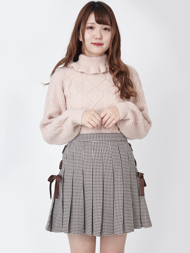 サイドスピンドル千鳥柄タックスカート - Ank Rouge(アンクルージュ)の