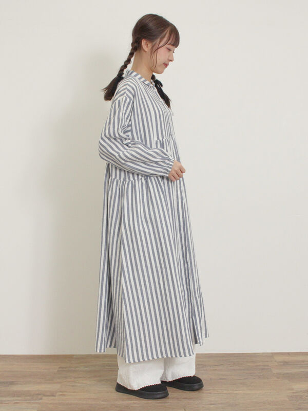 セール】 【Cross×Linen】ショールカラーワンピース ≪S/Mサイズ