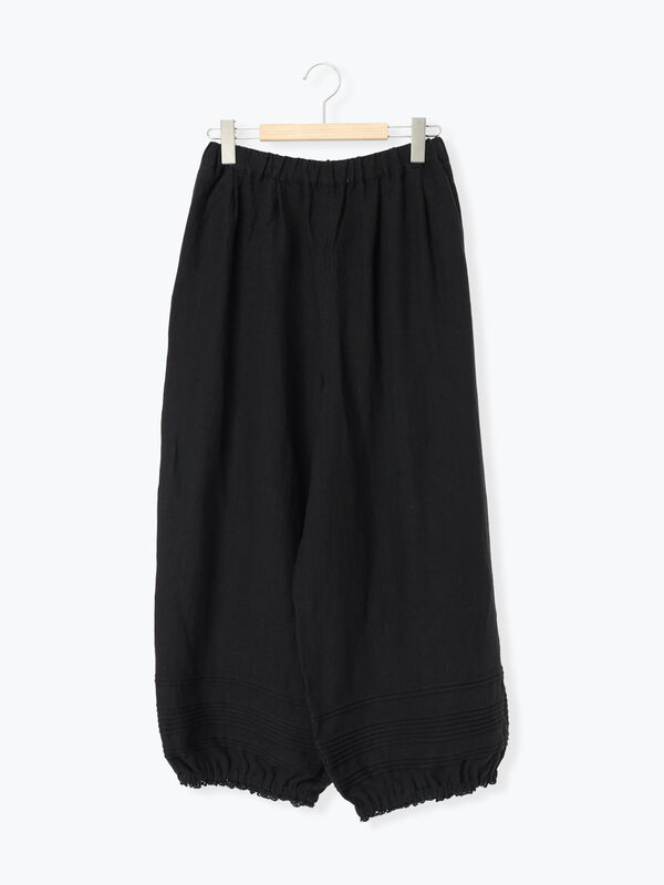 立川店/EC限定】リネンルナポケットフリルパンツ（ブラック/ベージュ