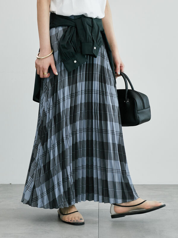 セール】 【選べる着丈】無地/柄アソートプリーツスカート（グレー