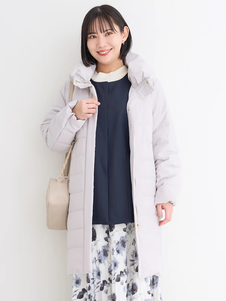 ストレッチボリューム襟ロングダウンコート（大きいサイズ・ぽっちゃり