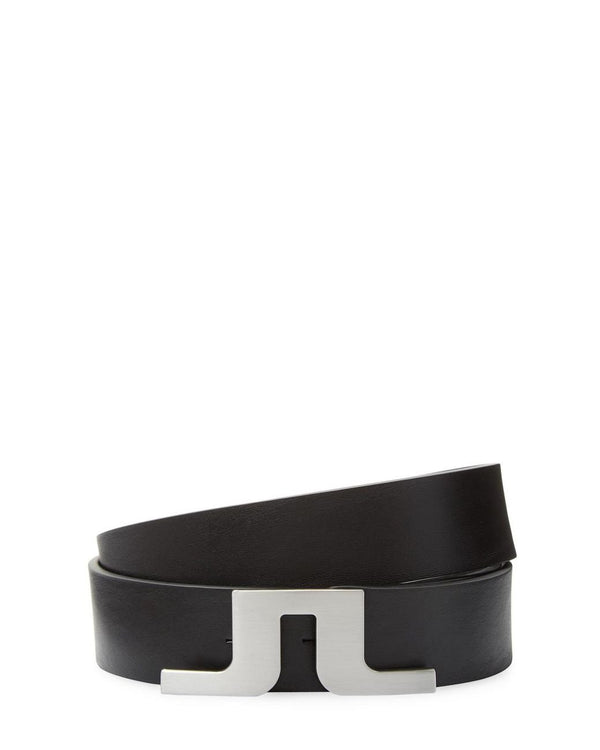 J Lindeberg Bridger Leather Belt - Black – J BETTER