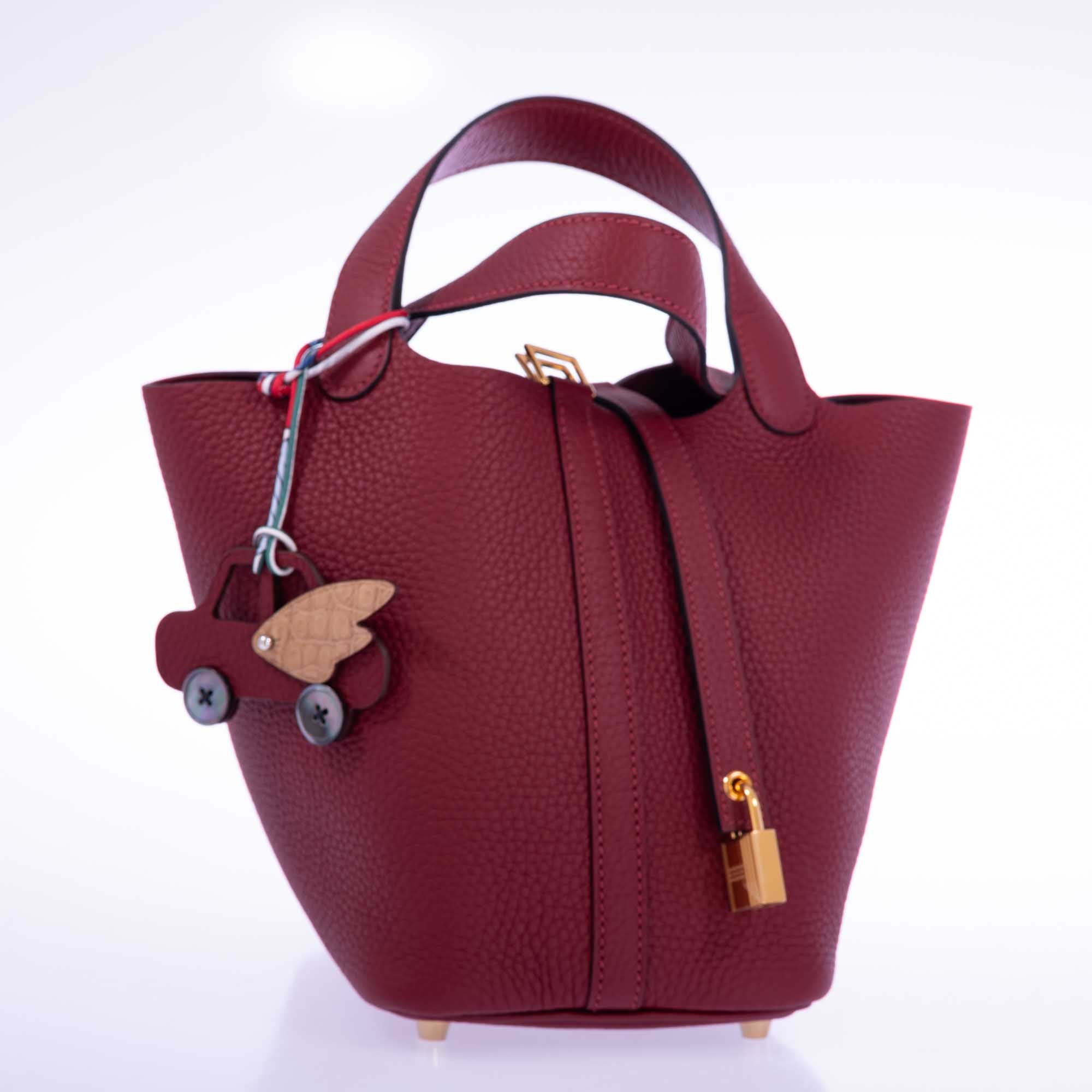 Hermès Picotin Lock 18 Rouge H Clemence Gold Hardware | JANEFINDS