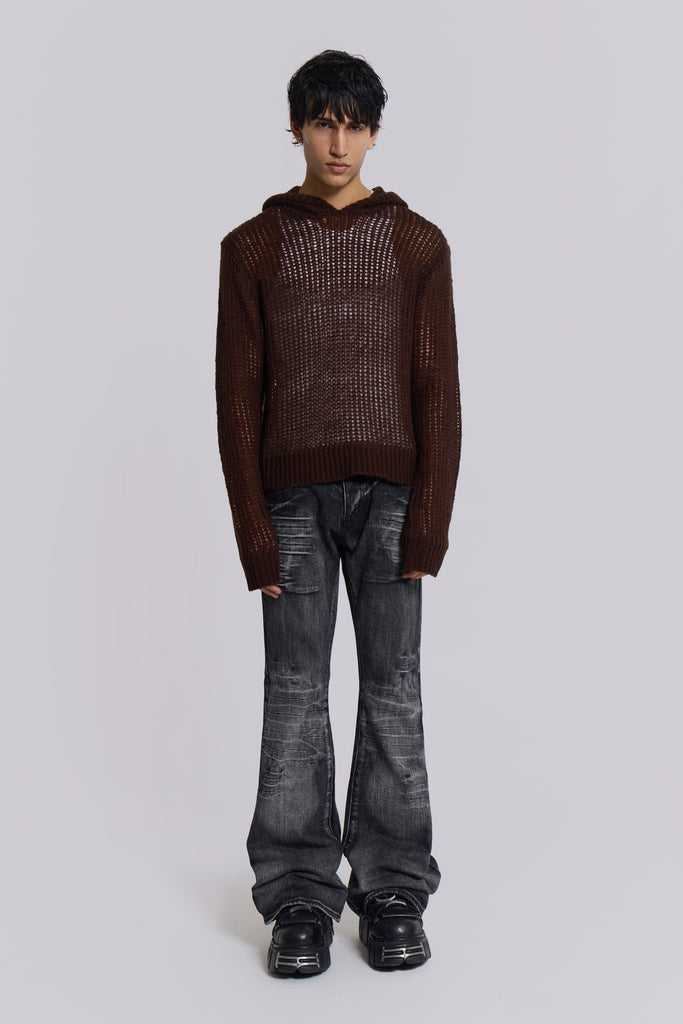 Open Gauge Knit Hoodie | Jaded London | Clothing