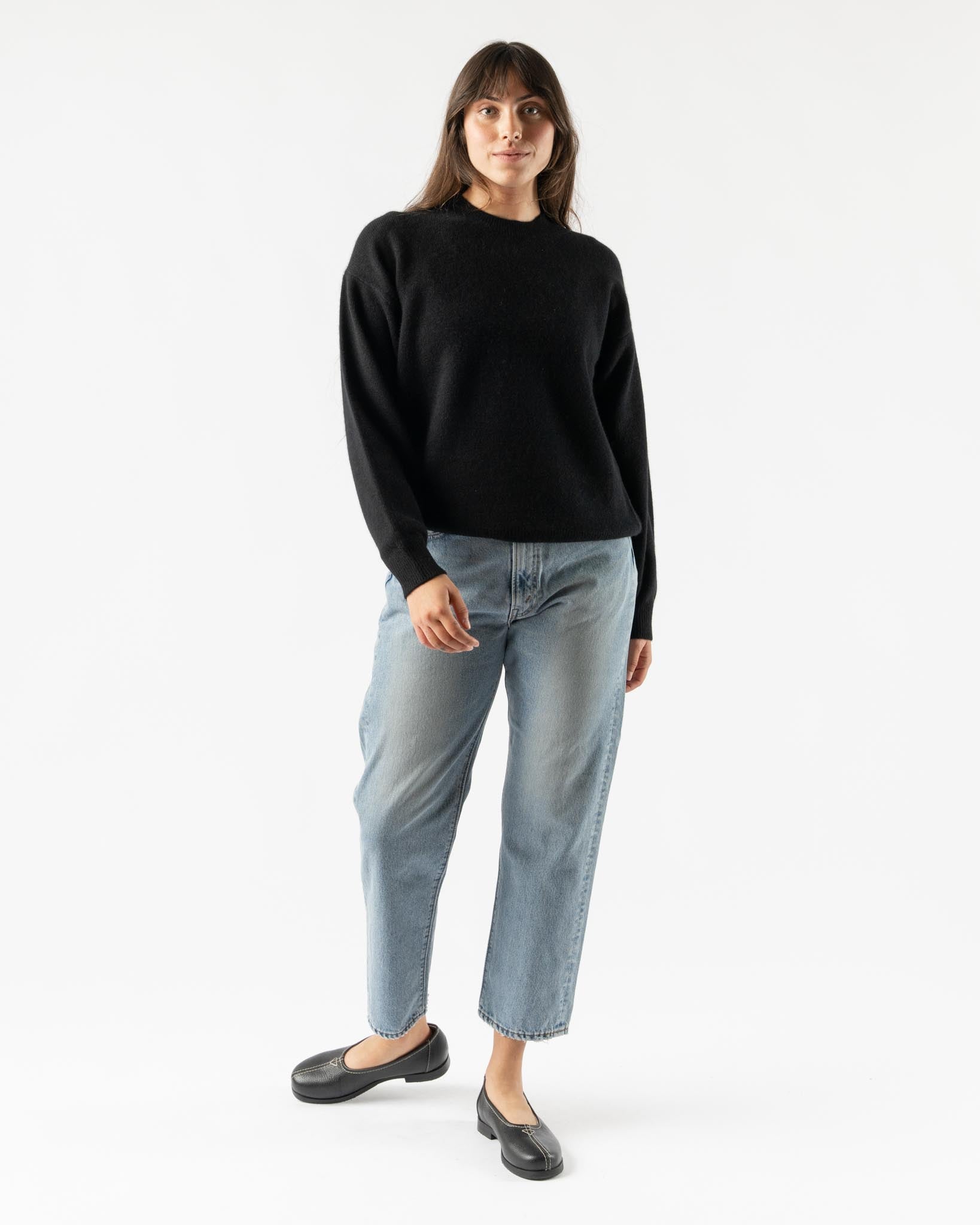 Auralee Baby Cashmere Knit Pull Over in Top Black Curated at Jake