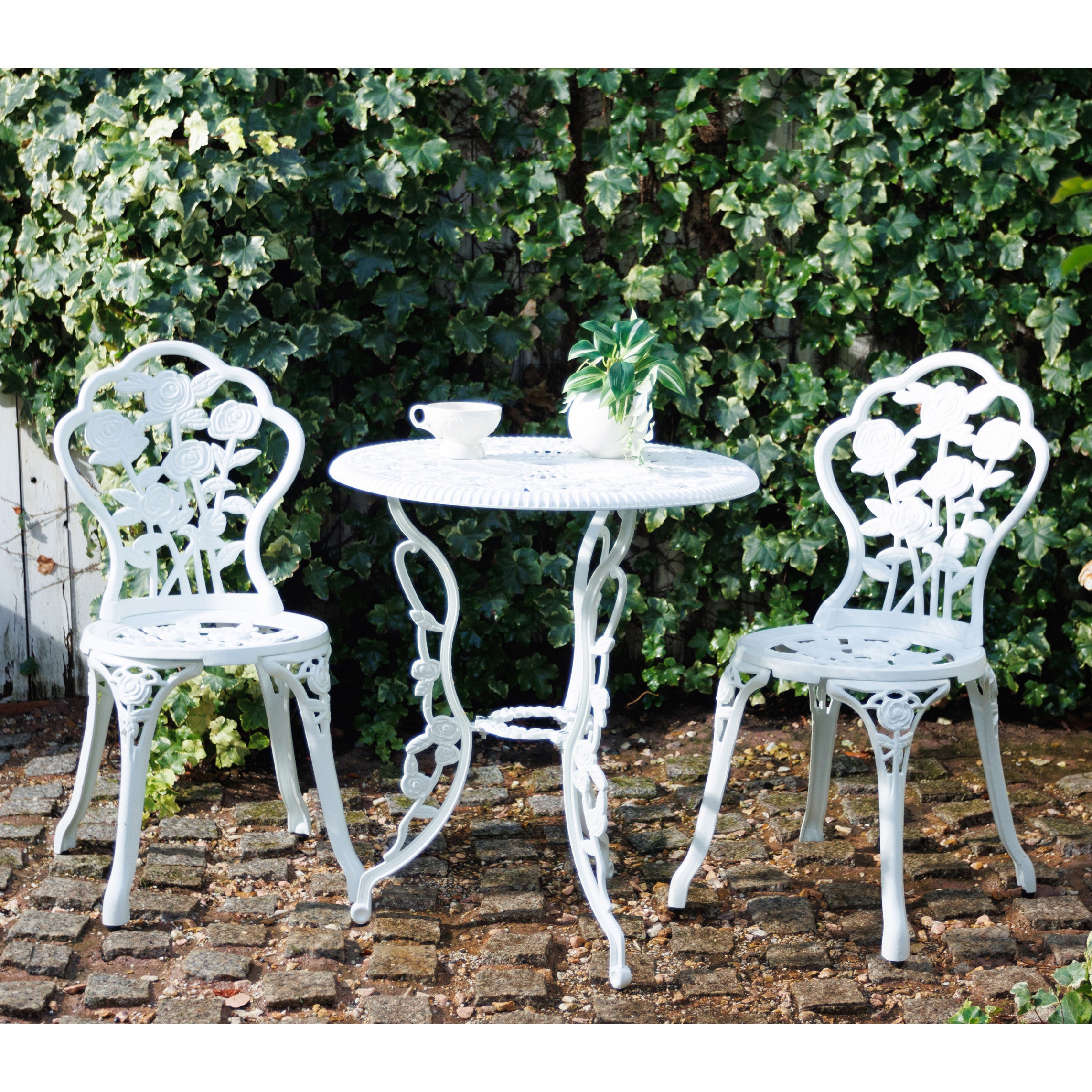 TAN-3003-3(WH) ローズアルミガーデンテーブル&チェア2脚 3点セット 1