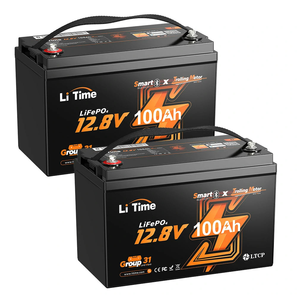 LiTime 12V 100Ah Bluetoothエレキモーター用リン酸鉄リチウムイオン