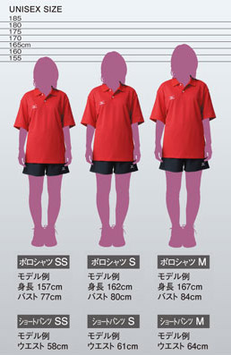 テニス／ソフトテニス／バドミントンサイズ表