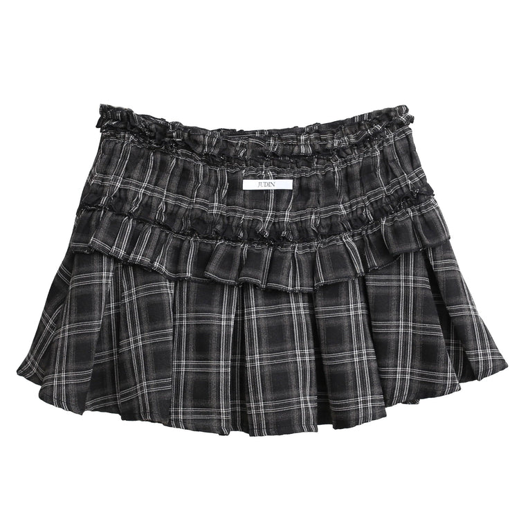 Check pleated frill mini skirt | Judin