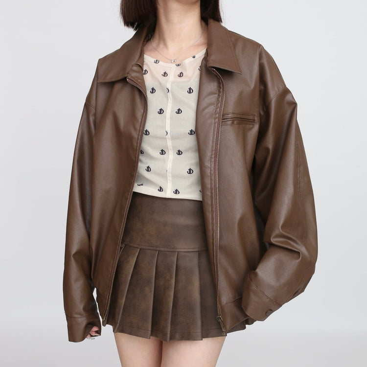 Leather like over jacket | Judin