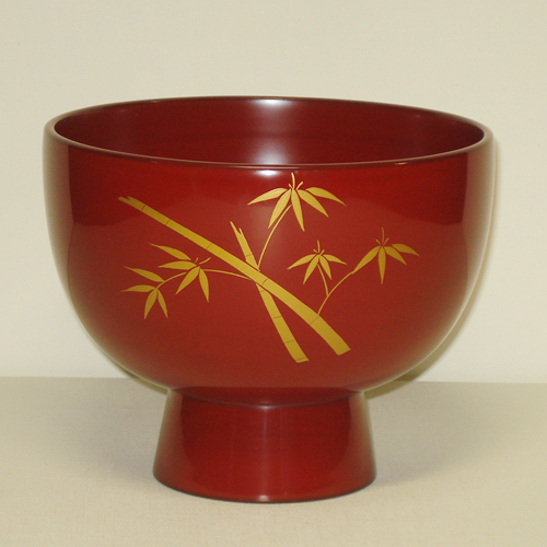 輪島塗 合鹿椀 -竹の蒔絵仕上げ- [潤み(ウルミ)色]｜輪島市の輪島塗