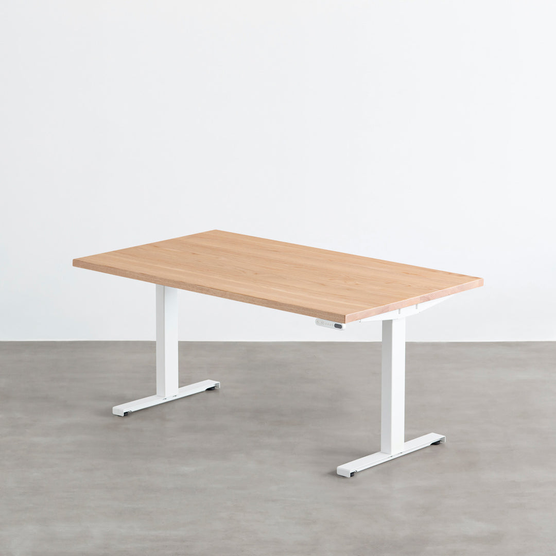 THE TABLE / 無垢 ホワイトアッシュ × スマート電動昇降脚 – KANADEMONO