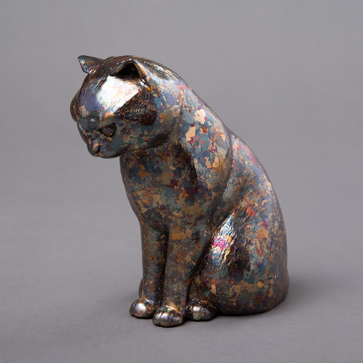 オークションNo.20「レジン版 魔よけ猫 金沢箔/真鍮青錦