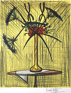 ビュッフェ「ガレの花瓶の花束」版画65×50cm