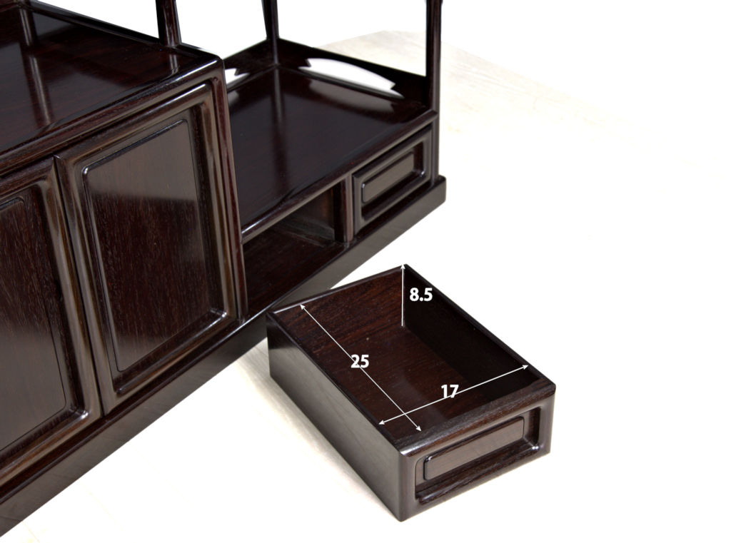 飾り棚: 紫檀 藤原作 吹き抜け3尺棚 大阪唐木指物 no.30321 / 唐木家具