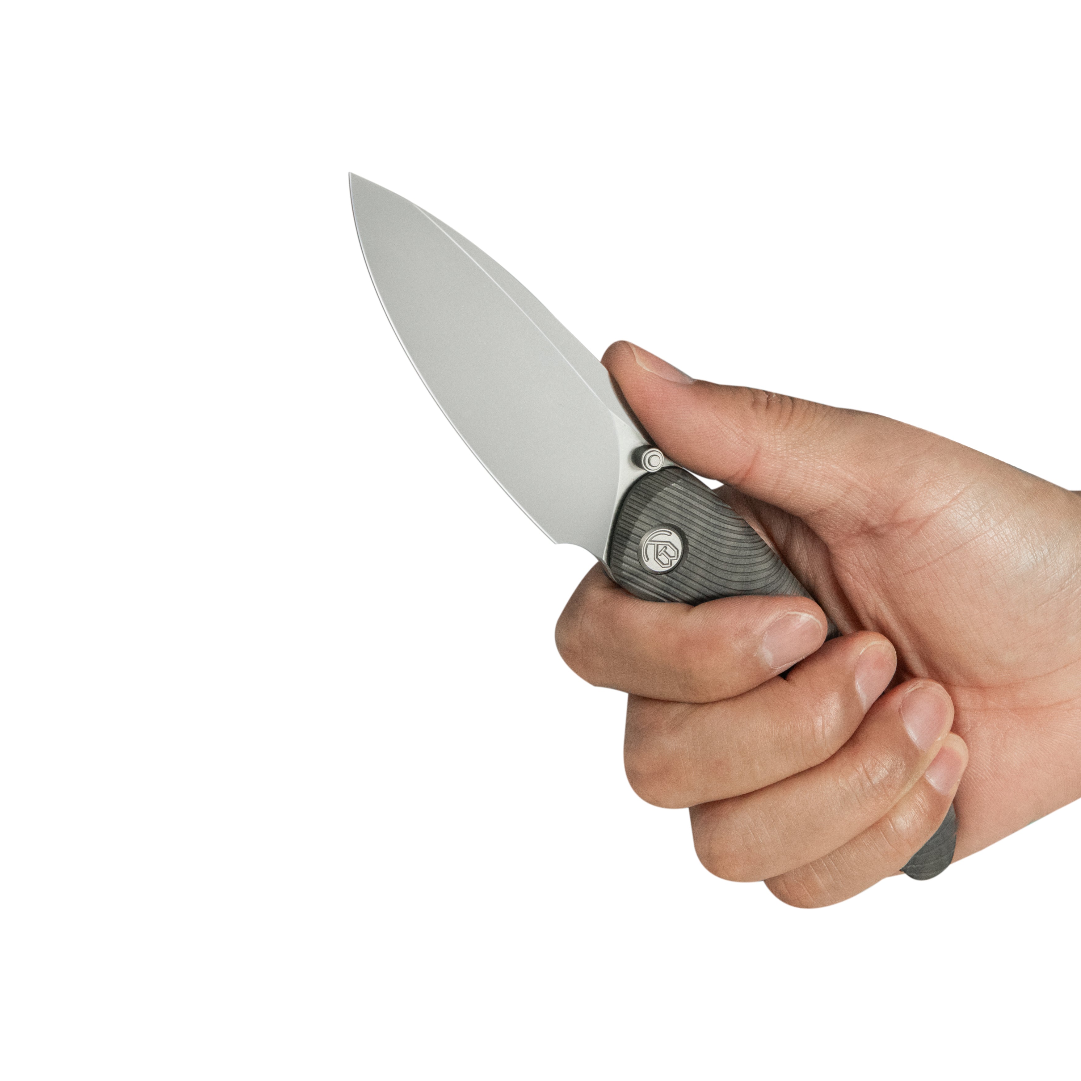 KB Pioneer Folding Knife Flame Titanium w/ Wave Milling Handle 3.35''