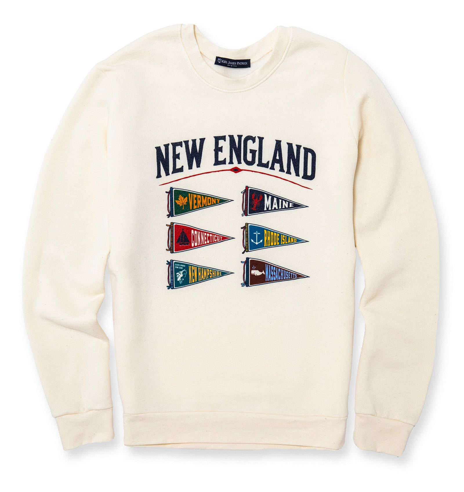 KJP New England Pennant Flag Crewneck Sweatshirt in Off White