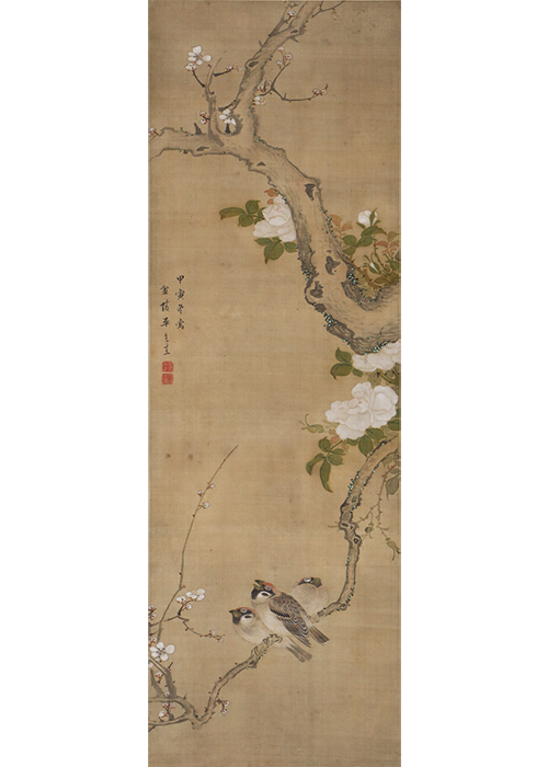金子金陵 梅芙蓉喜雀図 | 古美術瀬戸