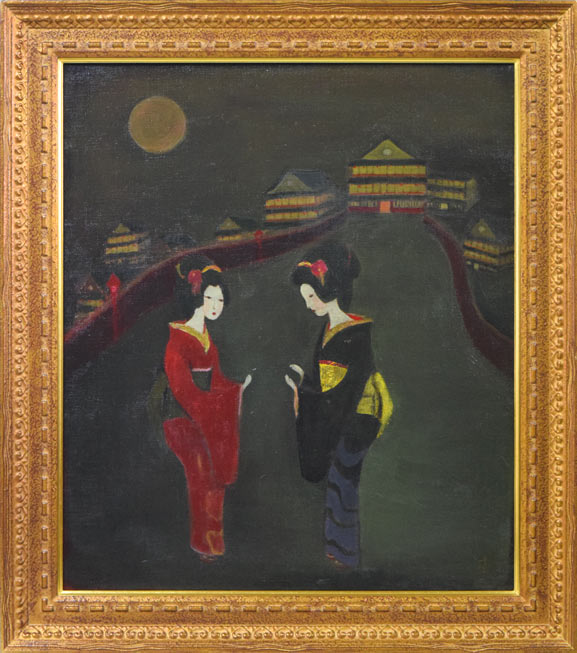 杢田たけを「花馬車」油絵・F8号 絵画買取・販売の小竹美術