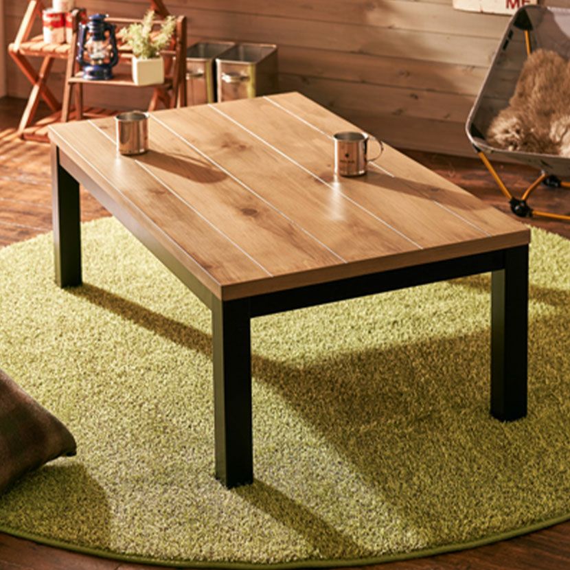 幅120cm こたつテーブル フラットヒーター 薄型 温度調節 家具調 天然