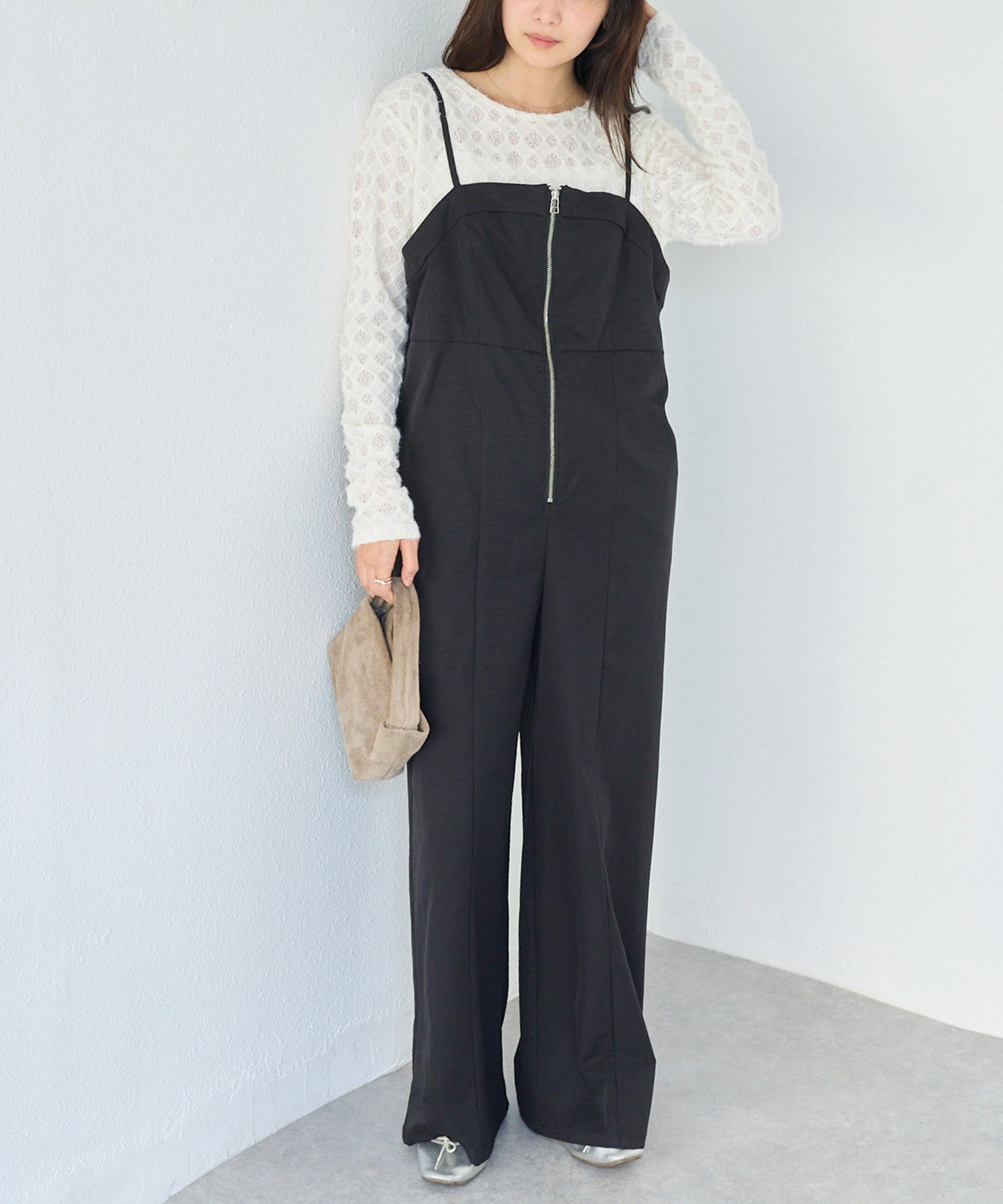 フロントファスナーサロペット | ラビアンジェ-⼤きいサイズのレディース服