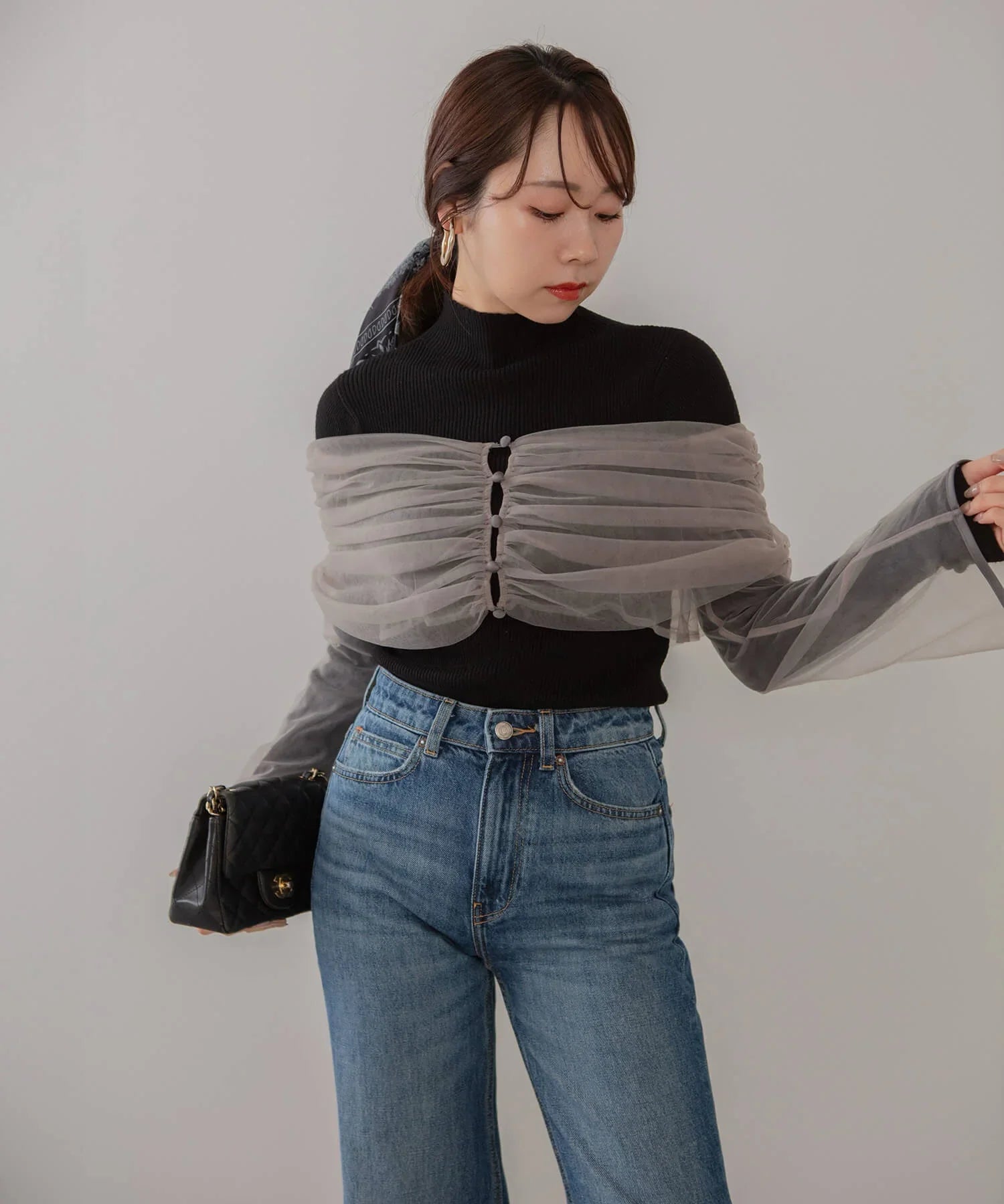 一部当日発送】チュールオフショルダー花柄Iラインドレス/パーティー