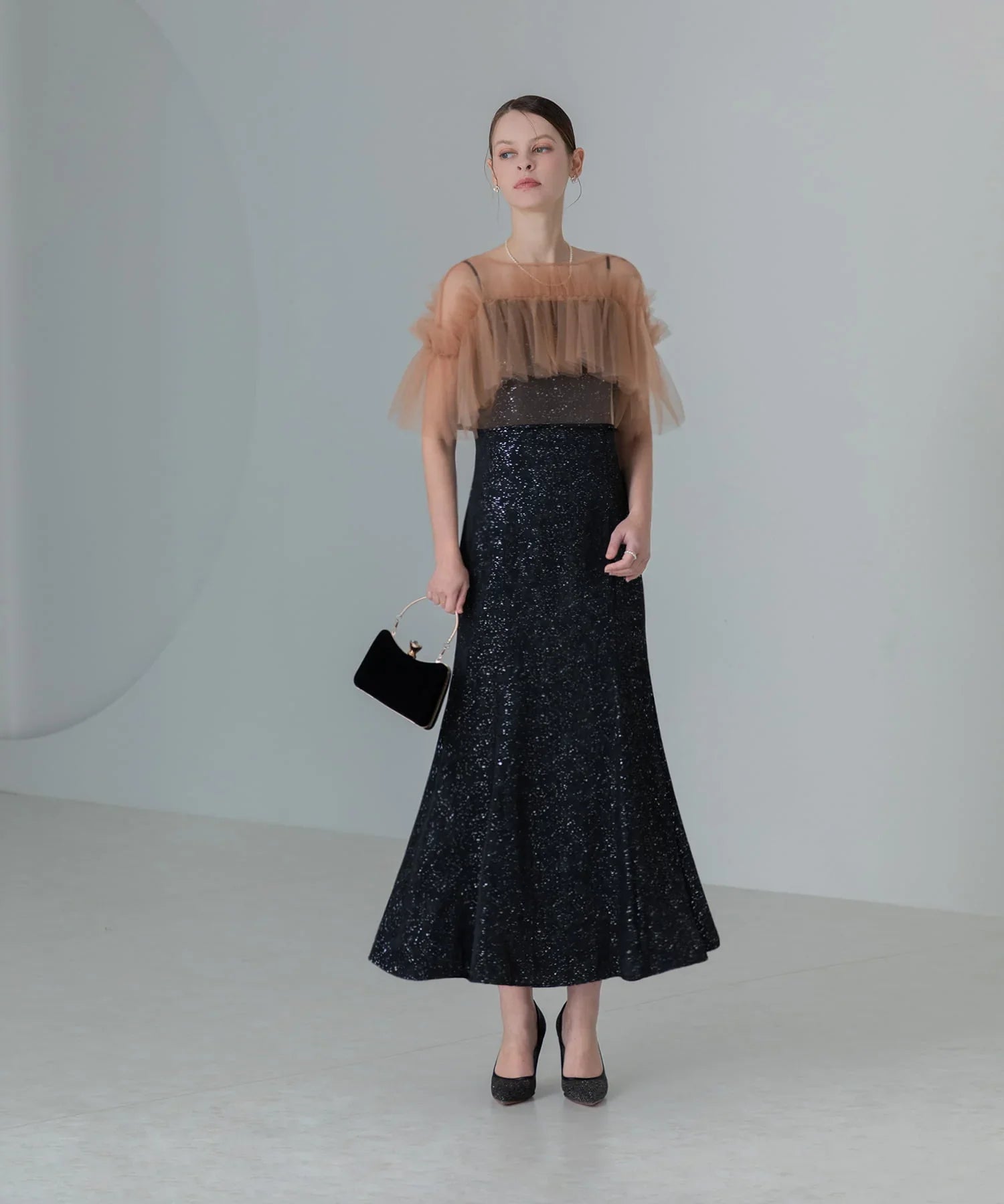 当日発送】チュールフリルボレロペイントマーメイドワンピース結婚式