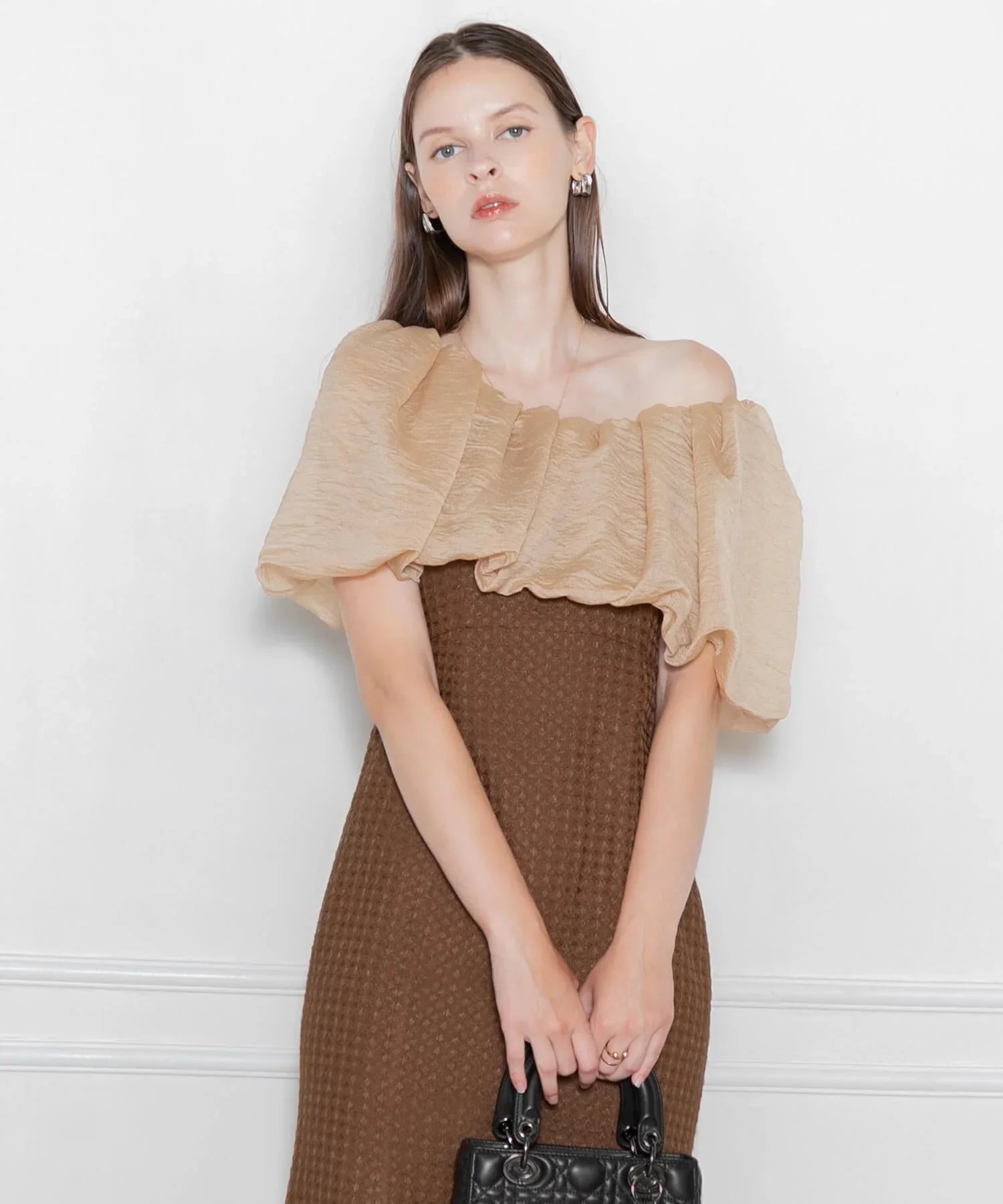 当日発送】2WAYオフショルダーパフスリーブマーメイドドレス