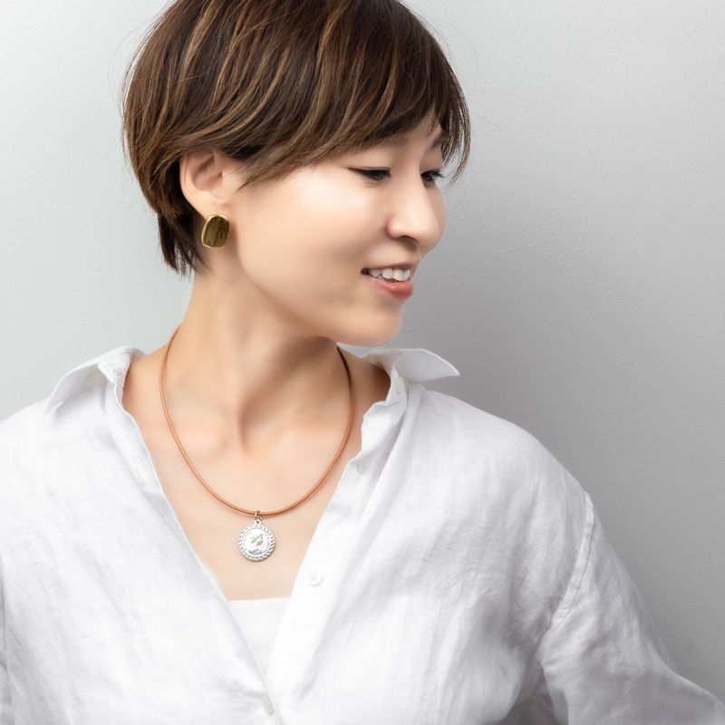 着せかえチャーム用レザーネックレス（キャメル／ダークブラウン