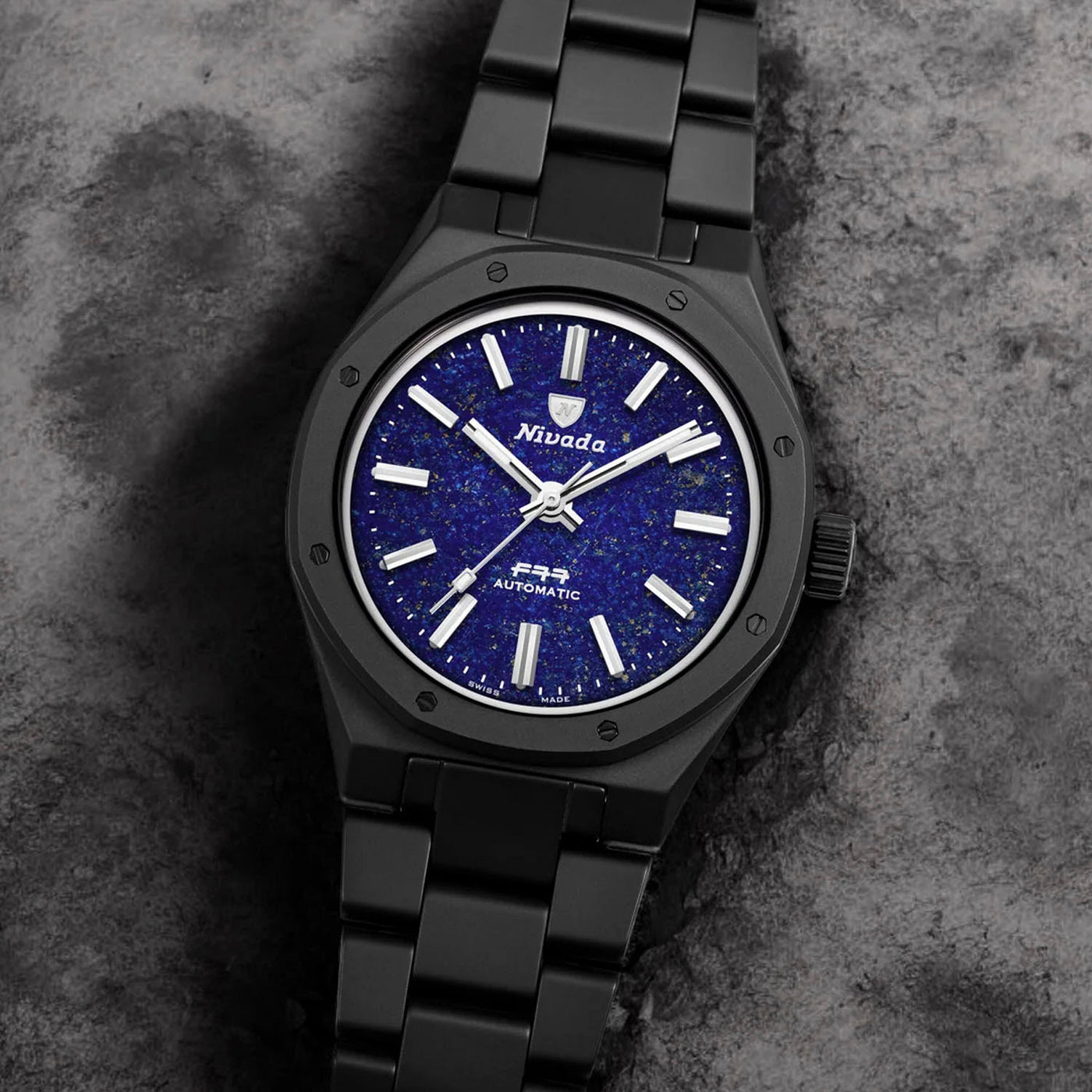 Nivada Grenchen F77 Black Ceramic Lapis Lazuli Limited Edition