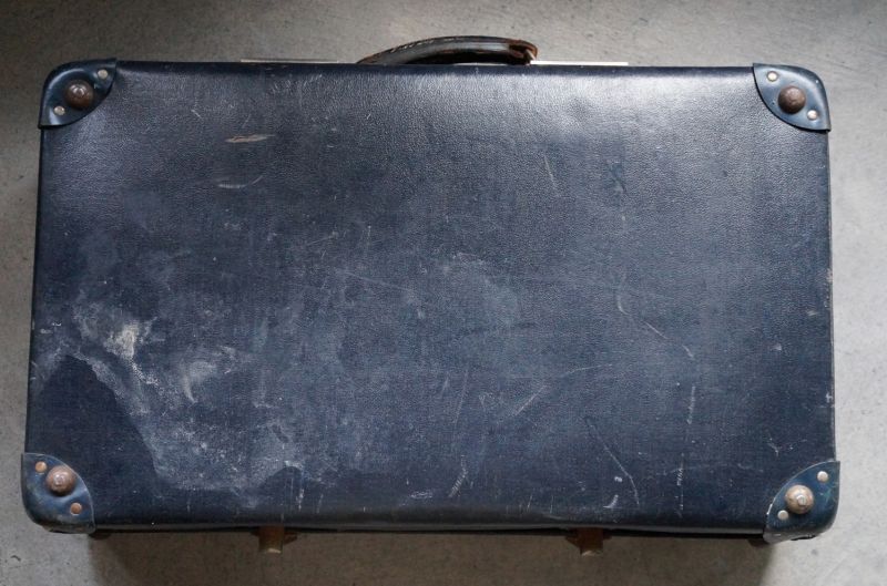 ヴィンテージ 鍵付き トランクケース トランクバッグ ブラック古道具⑤