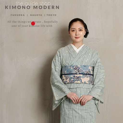 リバーシブル半幅帯ー注染 菊紋kikumon-群青（綿100%) | 着物や浴衣