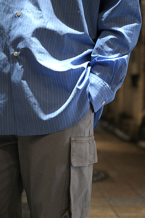 AURALEE 25SS-SUVIN HIGH COUNT CLOTH STRIPE SHIRT & HALF SLEEVED