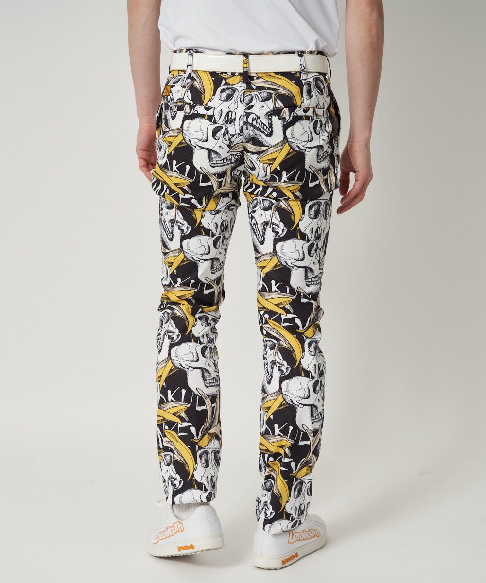 メンズ ストレッチツイル 柄ロングパンツ Skull Monkey/スカルモンキー
