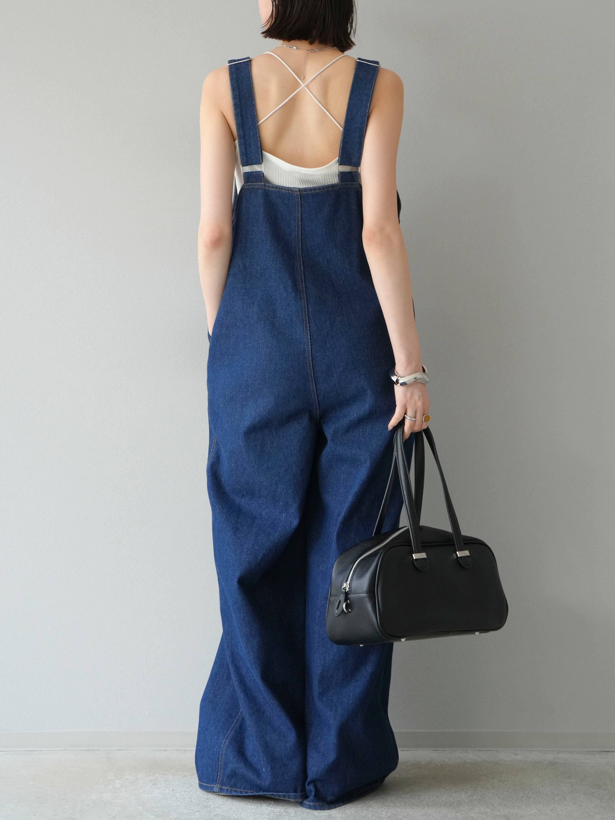 予約]フロントZIP Vネックデニムサロペット/インディゴ – Lumier