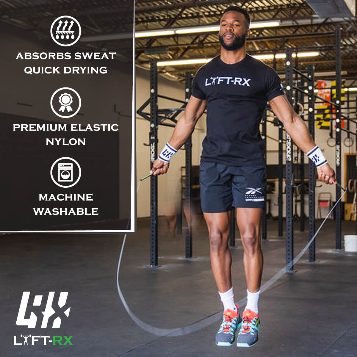 LYFT-RX Wrist Sweatbands for Weightlifting