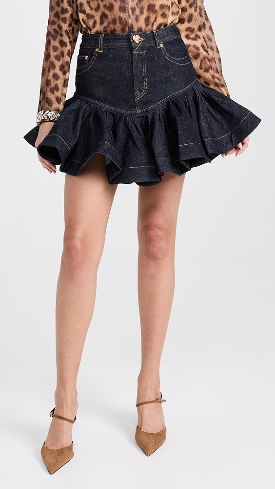 Zimmermann Crush Denim Frill Mini Skirt | Shopbop