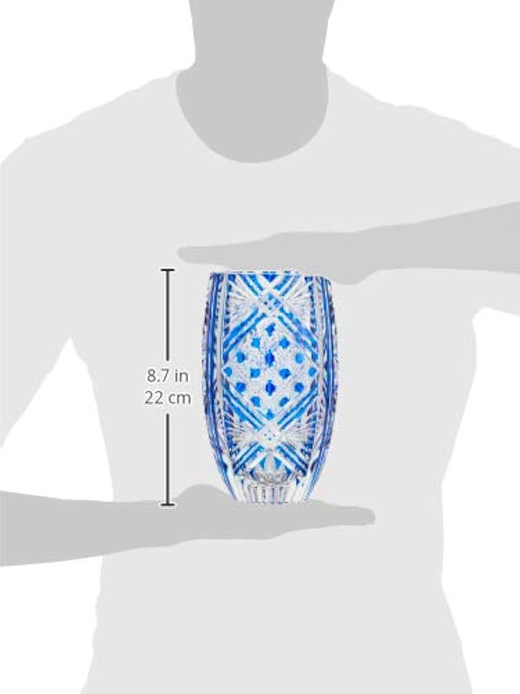 Amazon.co.jp: カガミクリスタル(Kagami) 花瓶 青 高さ210mm 江戸切子